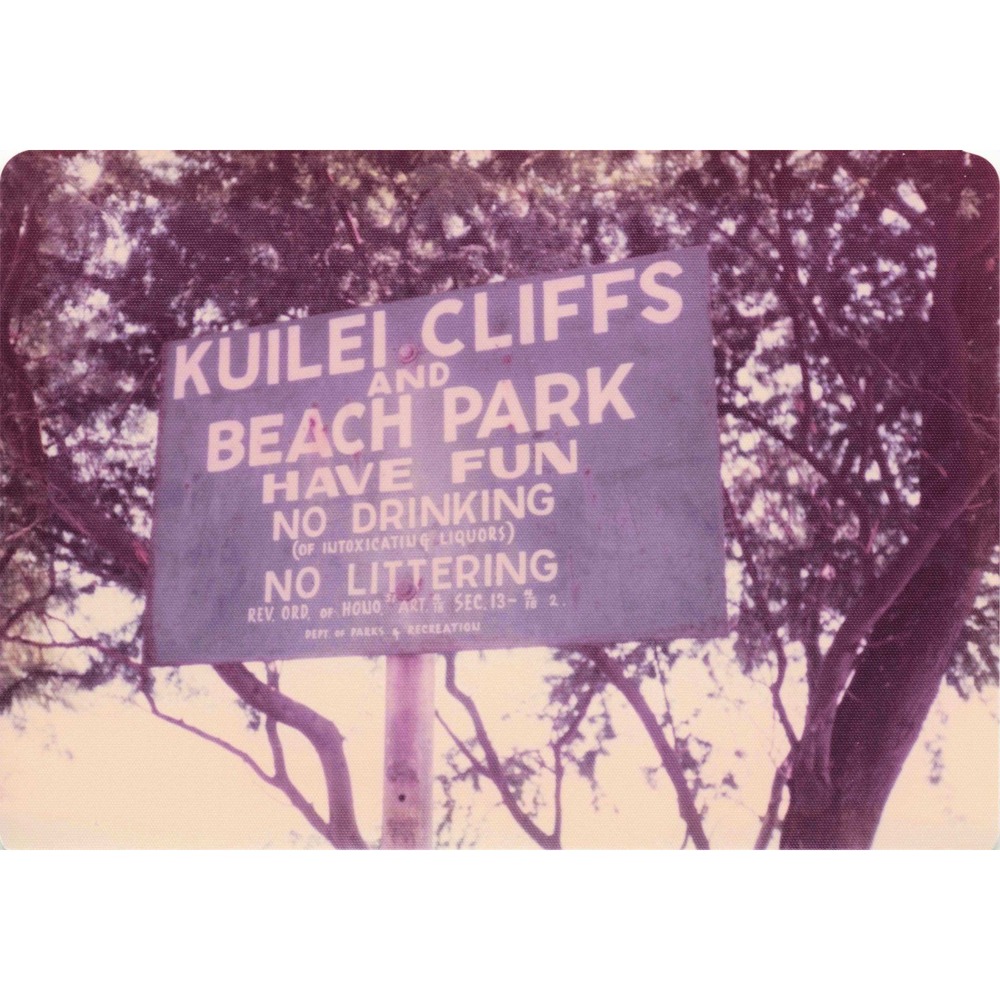 Vintage 1970s Kuilei Cliffs Beach Park Honolulu Hawaii Sign Photo - Picture 1 of 1